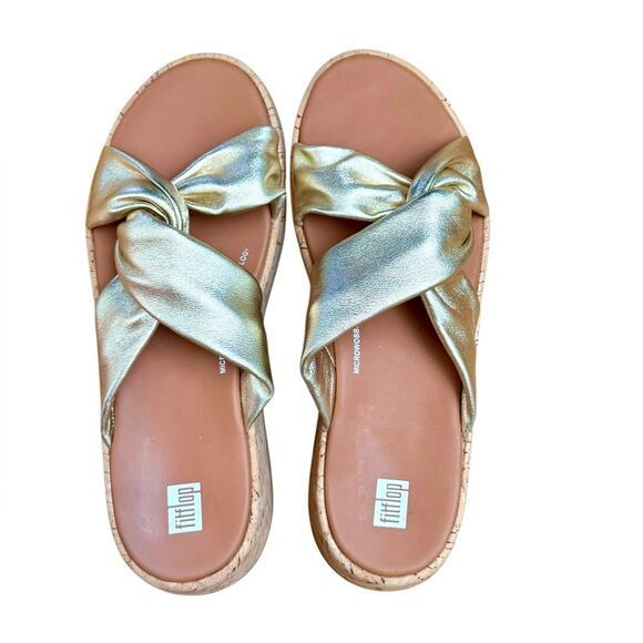 NWOT FitFlop F-Mode Twist Platform Gold Slide Sandals – Sz 9M - Picture 5 of 9